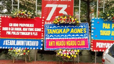 Minta Agnes Ditangkap, Polres Jaksel Banjir Karangan Bunga
