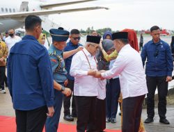 Pangdam XII/Tpr Bersama Forkopimda Sambut Kedatangan Wakil Presiden Di Kalimantan Tengah